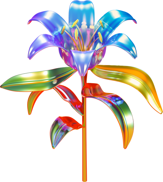 Holographic Chrome Lily Flower