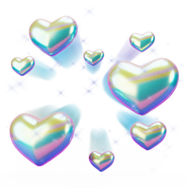 Holographic Chrome Decorative Hearts